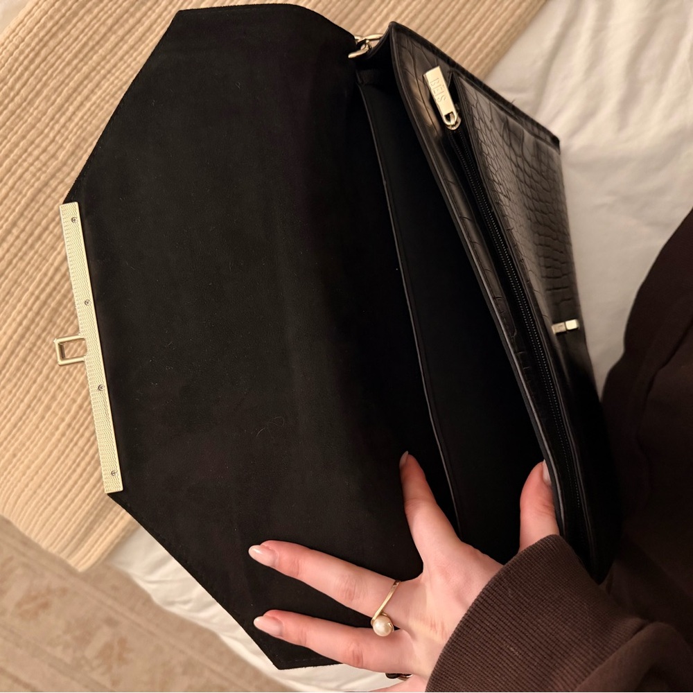 BEIS Black Croc-Embossed Laptop Bag - Picture 8 of 10